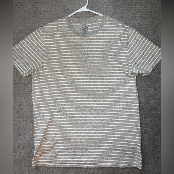 J Crew knit top! Grey base with white stripe! Only worn a few times. Size M - Picture 1 of 6